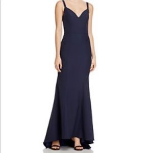 Jarlo Womens Zina Navy Hi-low Trumpet Evening Dress Gown